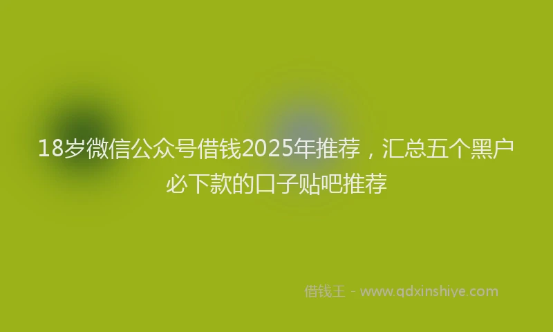 18岁微信公众号借钱2025年推荐，汇总五个黑户必下款的口子贴吧推荐
