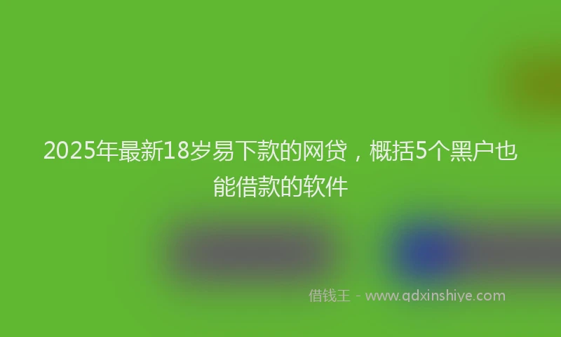 2025年最新18岁易下款的网贷，概括5个黑户也能借款的软件