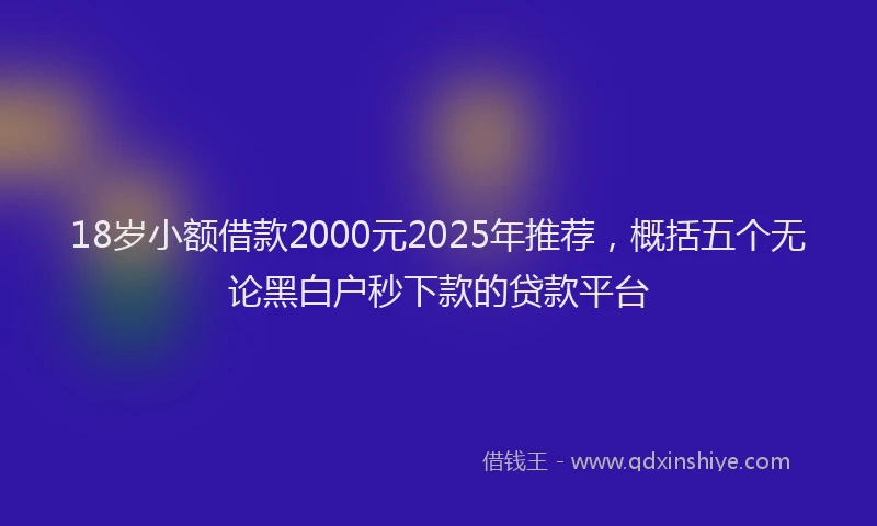 18岁小额借款2000元2025年推荐，概括五个无论黑白户秒下款的贷款平台