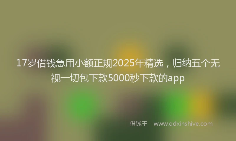 17岁借钱急用小额正规2025年精选，归纳五个无视一切包下款5000秒下款的app
