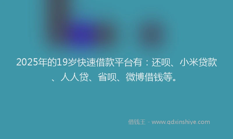 2025年的19岁快速借款平台有：还呗、小米贷款、人人贷、省呗、微博借钱等。