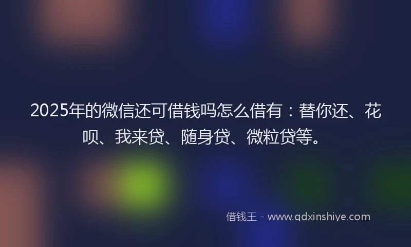 2025年的微信还可借钱吗怎么借有：替你还、花呗、我来贷、随身贷、微粒贷等。