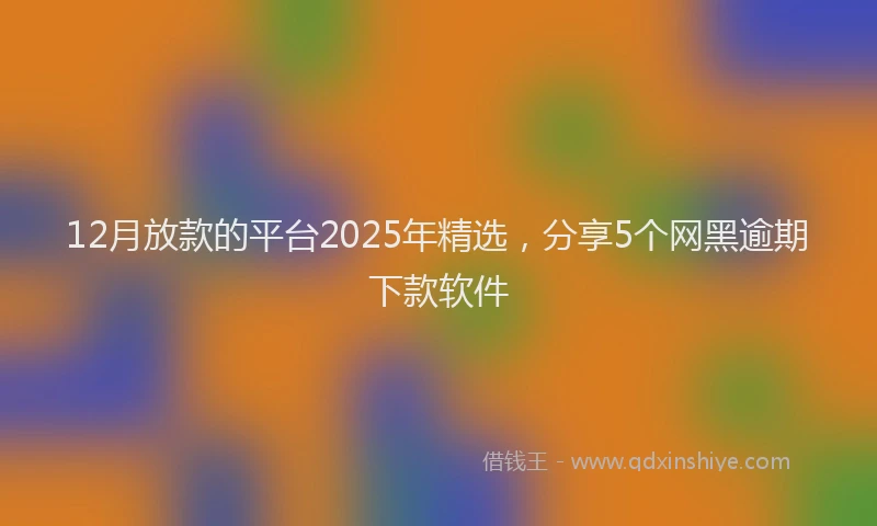 12月放款的平台2025年精选，分享5个网黑逾期下款软件