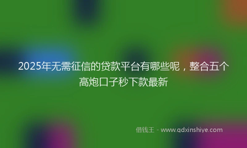 2025年无需征信的贷款平台有哪些呢，整合五个高炮口子秒下款最新