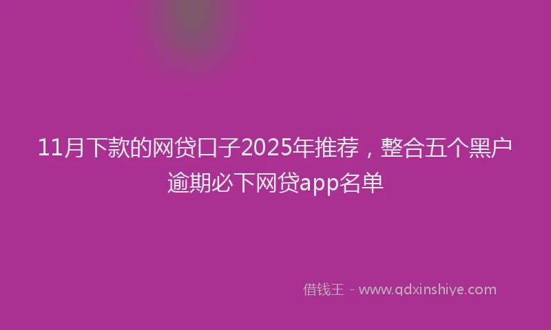 11月下款的网贷口子2025年推荐，整合五个黑户逾期必下网贷app名单