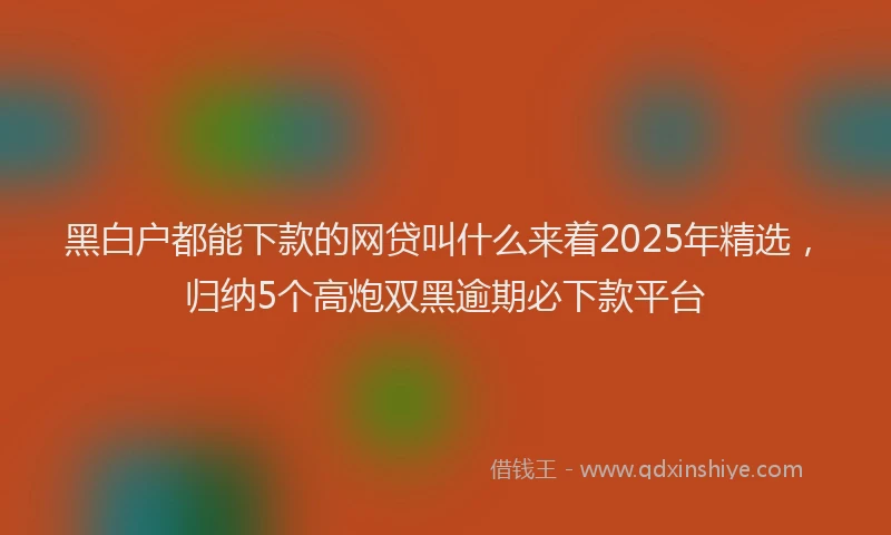 黑白户都能下款的网贷叫什么来着2025年精选，归纳5个高炮双黑逾期必下款平台