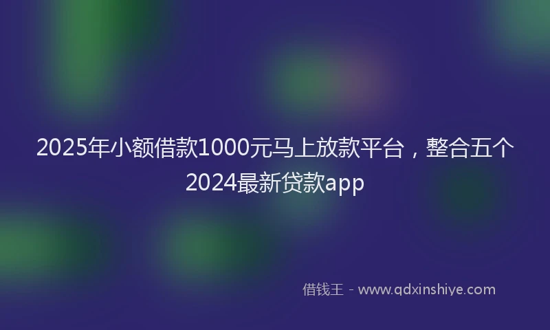 2025年小额借款1000元马上放款平台，整合五个2024最新贷款app
