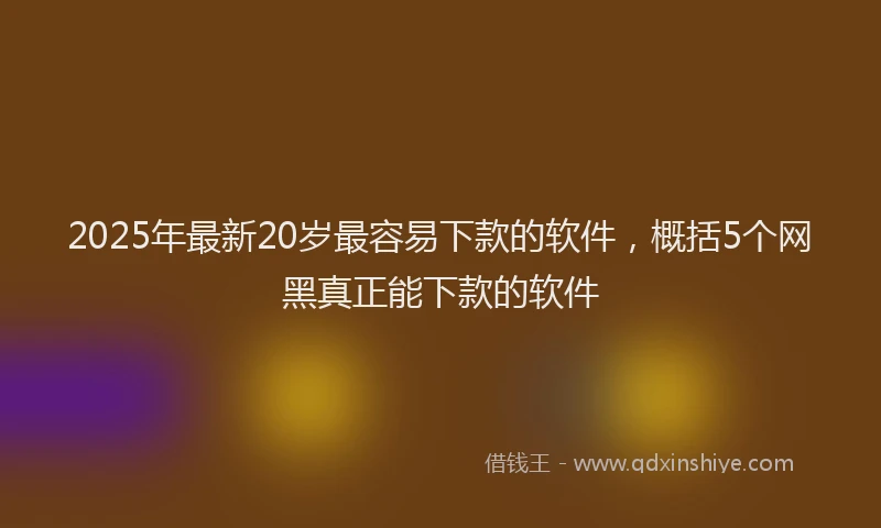 2025年最新20岁最容易下款的软件，概括5个网黑真正能下款的软件
