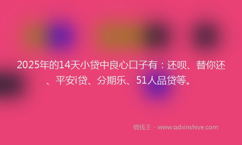 2025年的14天小贷中良心口子有：还呗、替你还、平安i贷、分期乐、51人品贷等。
