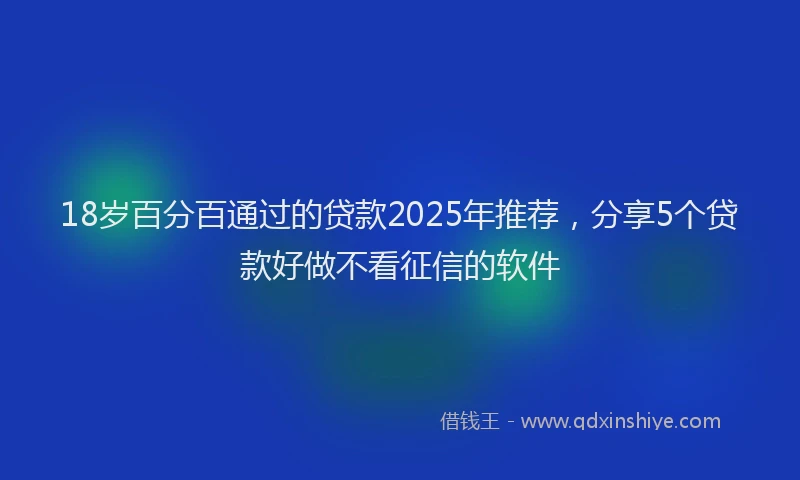 18岁百分百通过的贷款2025年推荐，分享5个贷款好做不看征信的软件