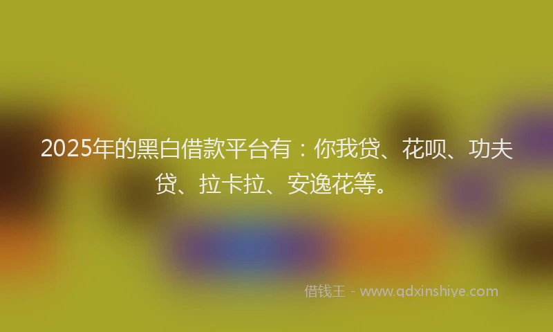 2025年的黑白借款平台有：你我贷、花呗、功夫贷、拉卡拉、安逸花等。