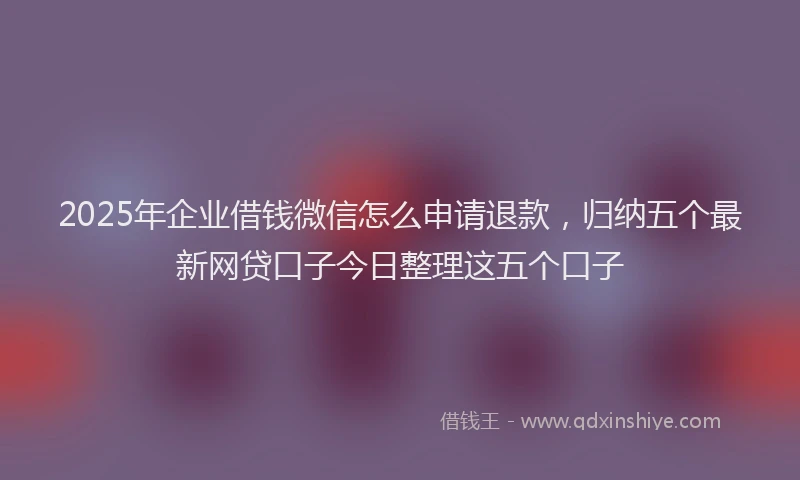 2025年企业借钱微信怎么申请退款，归纳五个最新网贷口子今日整理这五个口子