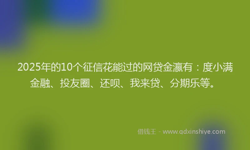 2025年的10个征信花能过的网贷金瀛有：度小满金融、投友圈、还呗、我来贷、分期乐等。