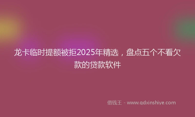龙卡临时提额被拒2025年精选，盘点五个不看欠款的贷款软件