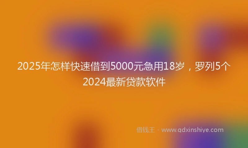 2025年怎样快速借到5000元急用18岁，罗列5个2024最新贷款软件