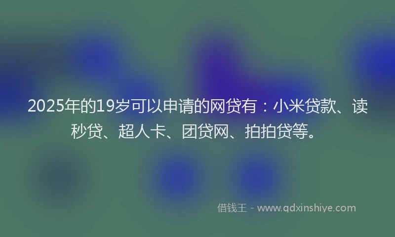 2025年的19岁可以申请的网贷有：小米贷款、读秒贷、超人卡、团贷网、拍拍贷等。
