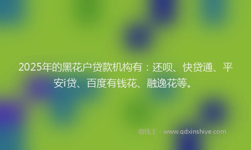 2025年的黑花户贷款机构有：还呗、快贷通、平安i贷、百度有钱花、融逸花等。