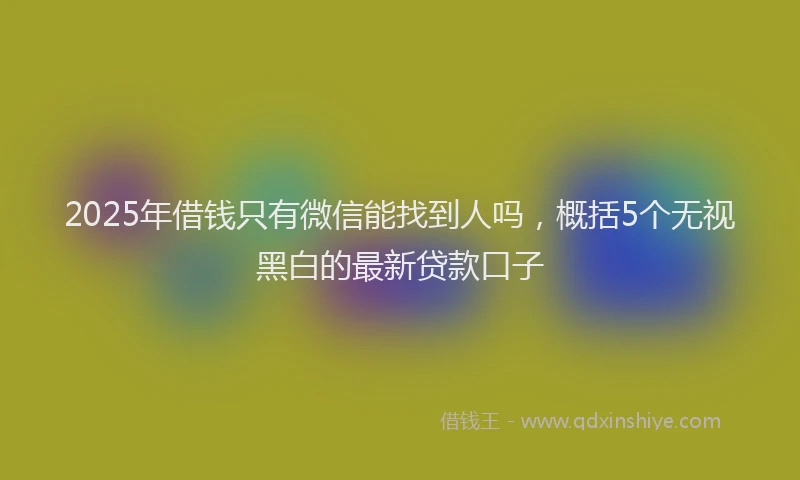 2025年借钱只有微信能找到人吗，概括5个无视黑白的最新贷款口子