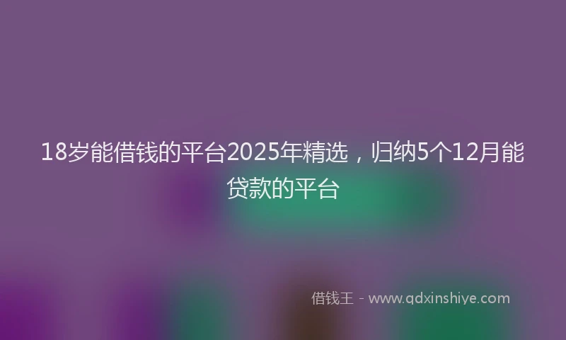 18岁能借钱的平台2025年精选，归纳5个12月能贷款的平台