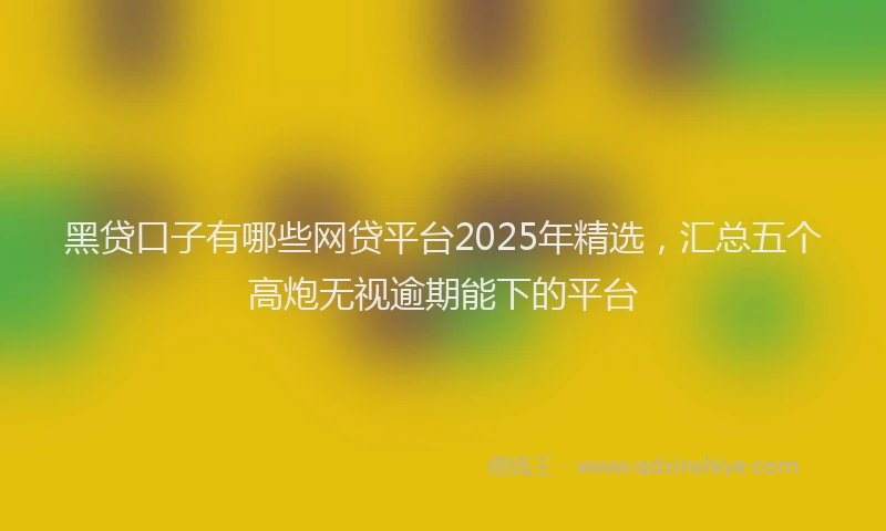 黑贷口子有哪些网贷平台2025年精选，汇总五个高炮无视逾期能下的平台