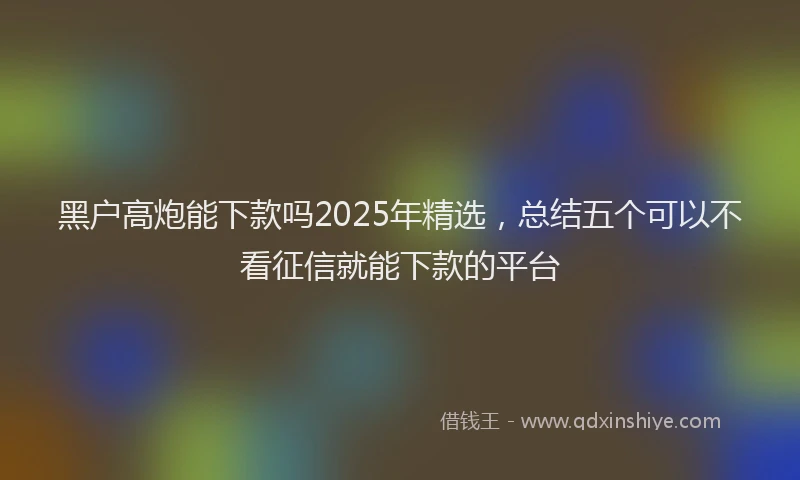 黑户高炮能下款吗2025年精选，总结五个可以不看征信就能下款的平台