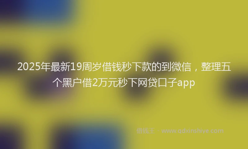 2025年最新19周岁借钱秒下款的到微信，整理五个黑户借2万元秒下网贷口子app