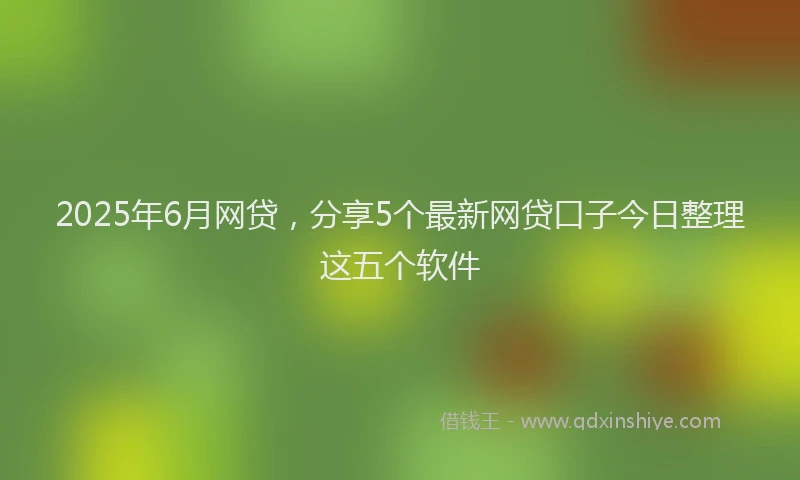 2025年6月网贷，分享5个最新网贷口子今日整理这五个软件