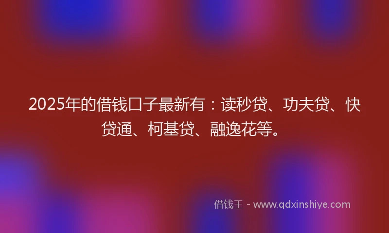 2025年的借钱口子最新有：读秒贷、功夫贷、快贷通、柯基贷、融逸花等。