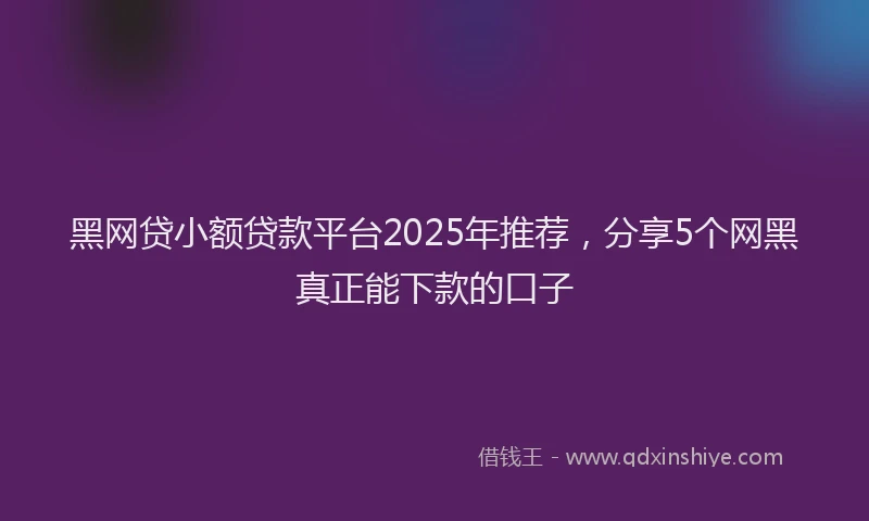 黑网贷小额贷款平台2025年推荐，分享5个网黑真正能下款的口子