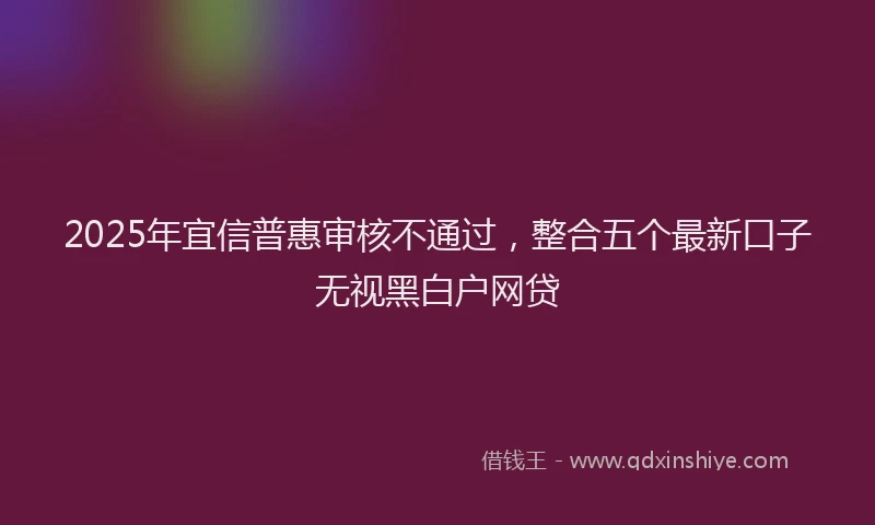 2025年宜信普惠审核不通过，整合五个最新口子无视黑白户网贷