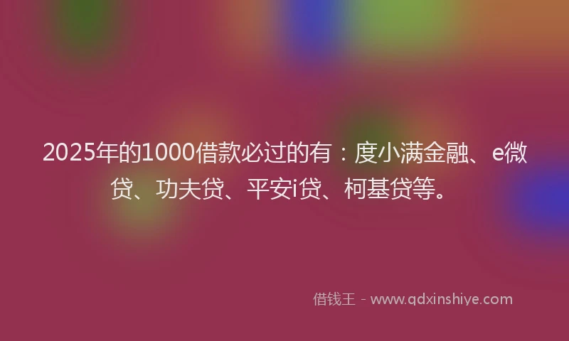 2025年的1000借款必过的有：度小满金融、e微贷、功夫贷、平安i贷、柯基贷等。