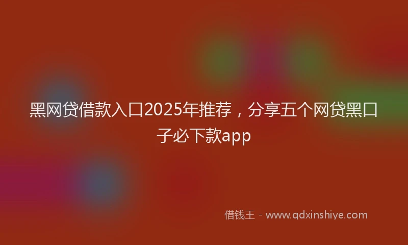 黑网贷借款入口2025年推荐，分享五个网贷黑口子必下款app
