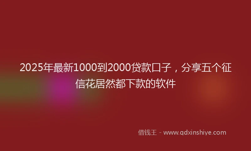 2025年最新1000到2000贷款口子，分享五个征信花居然都下款的软件