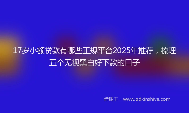 17岁小额贷款有哪些正规平台2025年推荐，梳理五个无视黑白好下款的口子