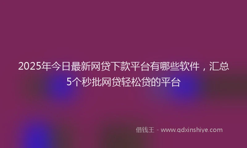 2025年今日最新网贷下款平台有哪些软件，汇总5个秒批网贷轻松贷的平台