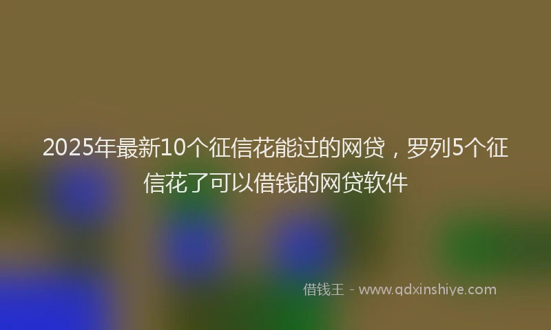 2025年最新10个征信花能过的网贷，罗列5个征信花了可以借钱的网贷软件
