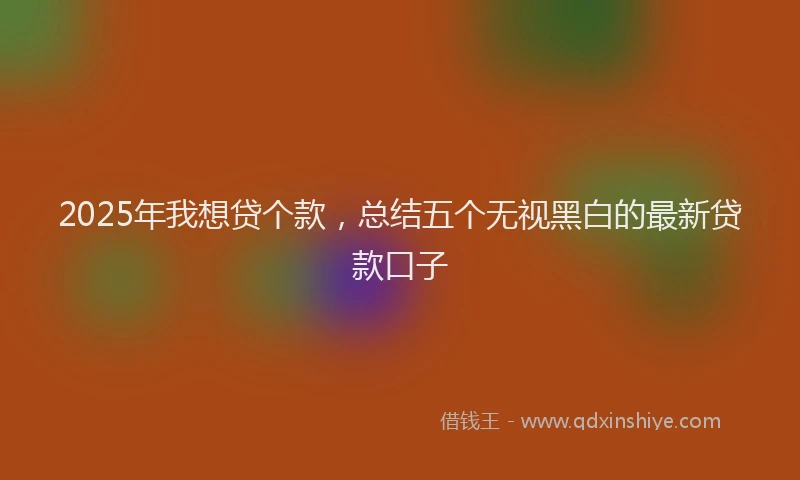 2025年我想贷个款，总结五个无视黑白的最新贷款口子