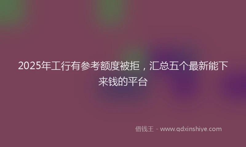 2025年工行有参考额度被拒，汇总五个最新能下来钱的平台
