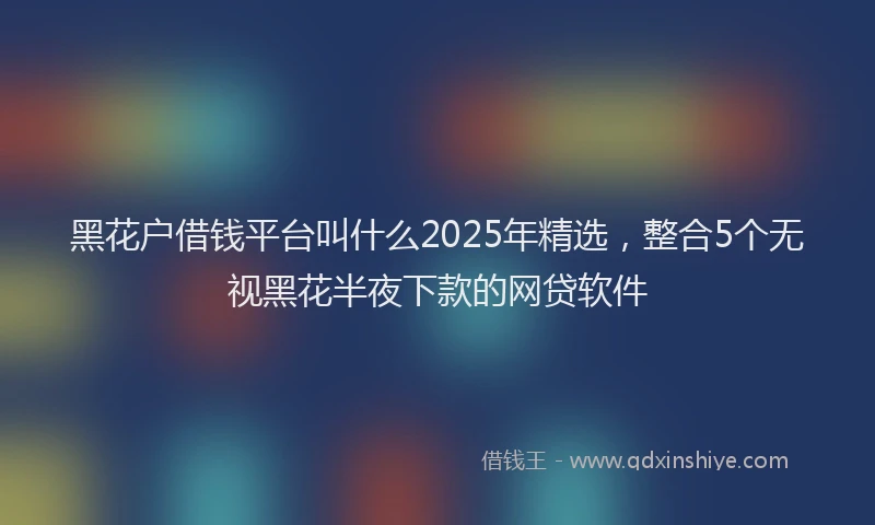 黑花户借钱平台叫什么2025年精选，整合5个无视黑花半夜下款的网贷软件