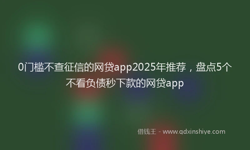 0门槛不查征信的网贷app2025年推荐，盘点5个不看负债秒下款的网贷app
