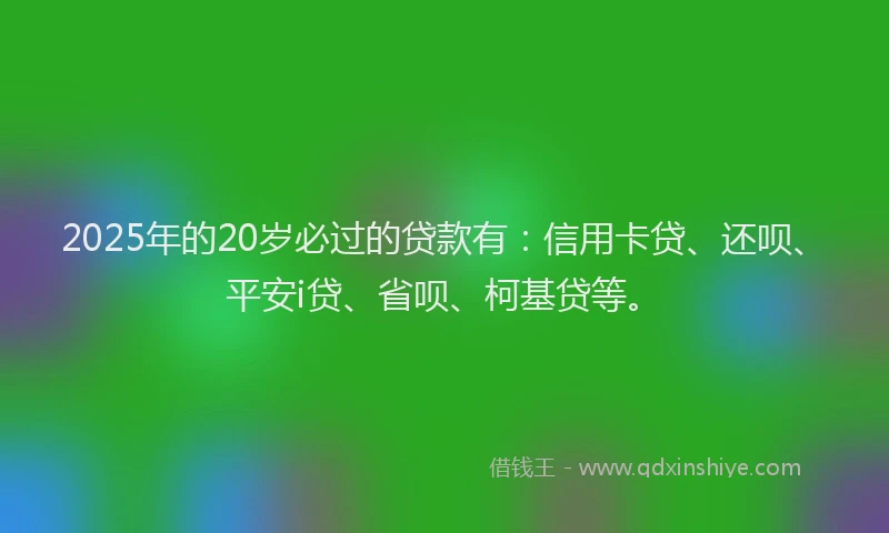 2025年的20岁必过的贷款有：信用卡贷、还呗、平安i贷、省呗、柯基贷等。