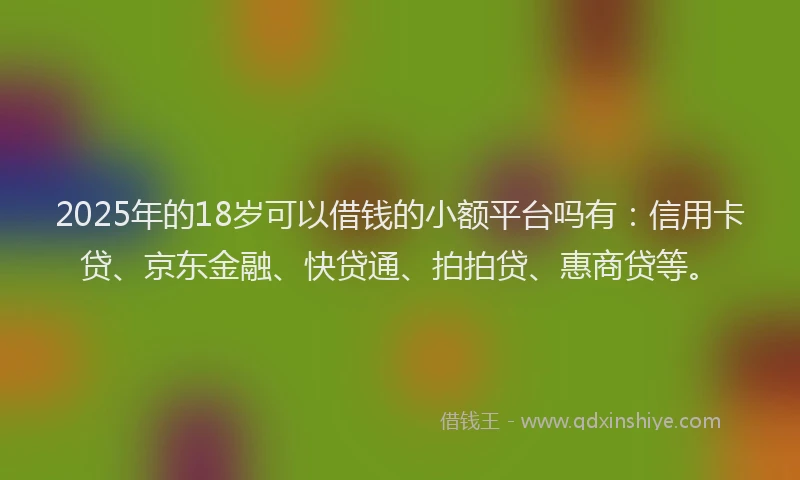 2025年的18岁可以借钱的小额平台吗有：信用卡贷、京东金融、快贷通、拍拍贷、惠商贷等。