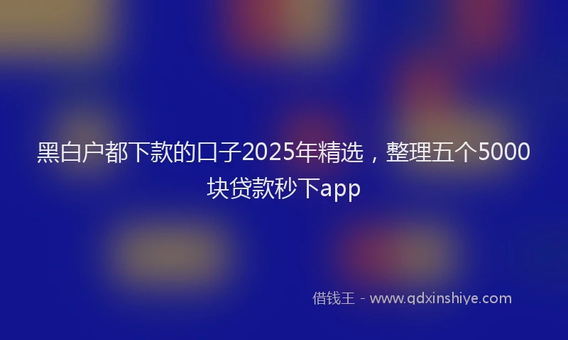 黑白户都下款的口子2025年精选，整理五个5000块贷款秒下app