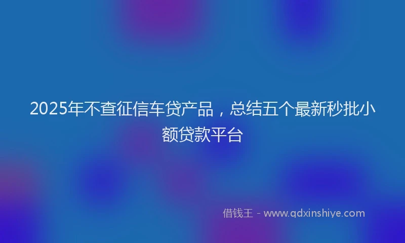 2025年不查征信车贷产品，总结五个最新秒批小额贷款平台