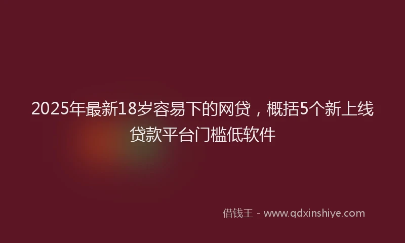 2025年最新18岁容易下的网贷，概括5个新上线贷款平台门槛低软件