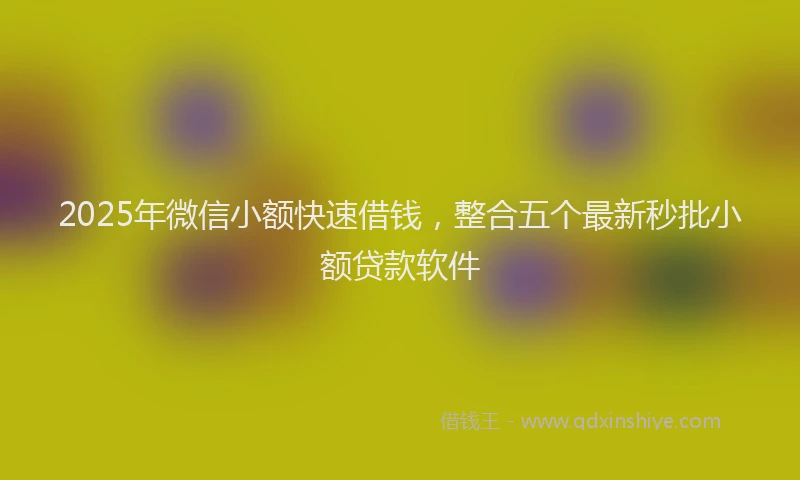 2025年微信小额快速借钱，整合五个最新秒批小额贷款软件