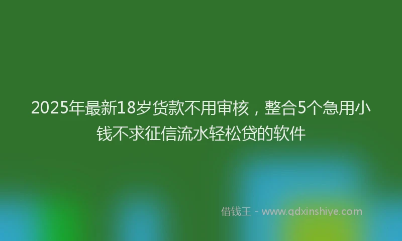 2025年最新18岁货款不用审核，整合5个急用小钱不求征信流水轻松贷的软件