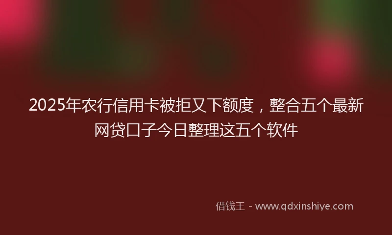 2025年农行信用卡被拒又下额度，整合五个最新网贷口子今日整理这五个软件