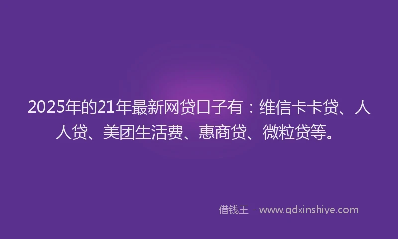 2025年的21年最新网贷口子有：维信卡卡贷、人人贷、美团生活费、惠商贷、微粒贷等。
