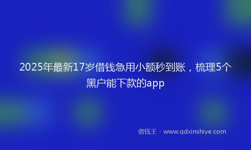 2025年最新17岁借钱急用小额秒到账，梳理5个黑户能下款的app
